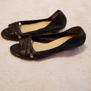 Cole Haan peeptoe slipons